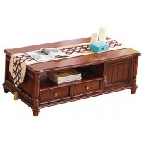 華夏國康美式復(fù)古胡桃色系列長茶幾GK021#