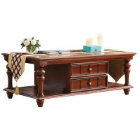華夏國康美式復(fù)古胡桃色系列長茶幾GK020#