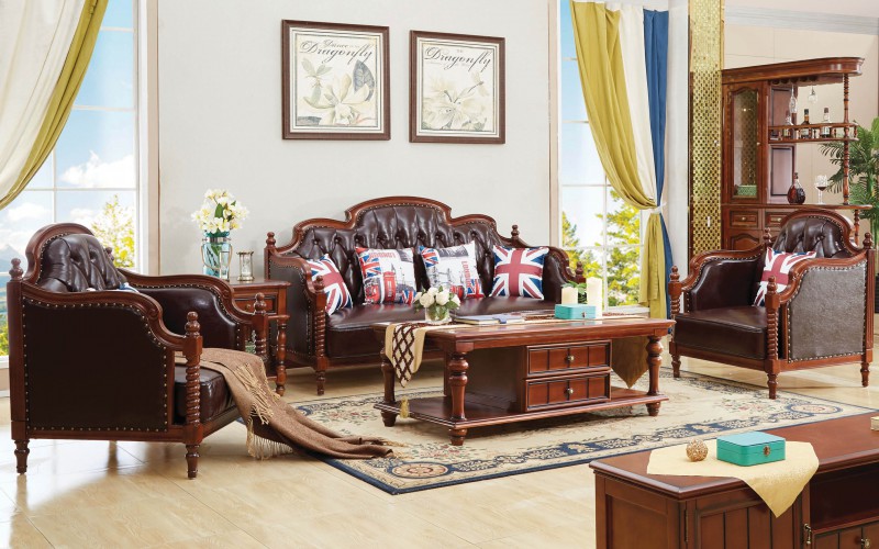 復(fù)古胡桃色系列1+1+3沙發(fā)GK015#