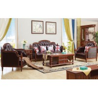 華夏國康美式復古胡桃色系列1+1+3沙發GK015#