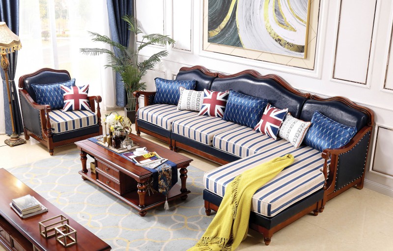 復(fù)古胡桃色系列轉(zhuǎn)角沙發(fā)GK019#