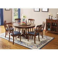 華夏國康美式復古胡桃色系列圓桌GK300#