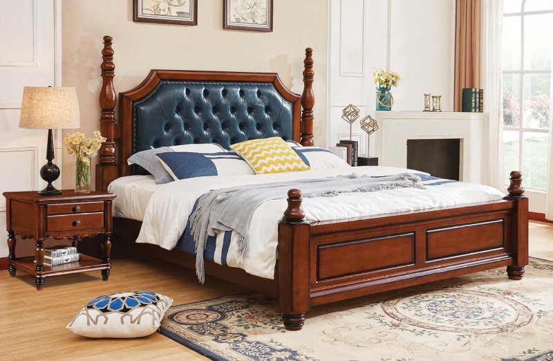 復(fù)古胡桃色系列大床011#軟包