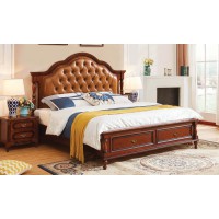 華夏國康美式復古胡桃色系列大床666#