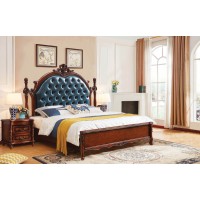 華夏國康美式復古胡桃色系列大床935#軟包