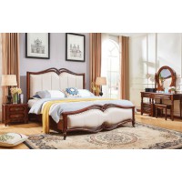 華夏國康美式復古胡桃色系列大床622#