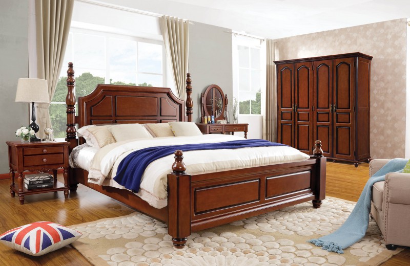 復古胡桃色系列大床011#硬靠