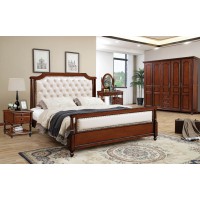 華夏國康美式復古胡桃色系列大床669#