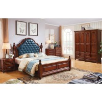 華夏國康美式復古胡桃色系列大床916#