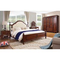華夏國康美式復古胡桃色系列大床621#