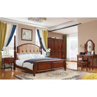 華夏國康美式復古胡桃色系列大床623#