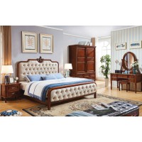 華夏國康美式復古胡桃色系列大床200#