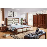 華夏國康美式復古胡桃色系列大床202#