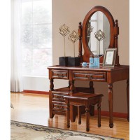 華夏國康美式復古胡桃色系列妝臺980#
