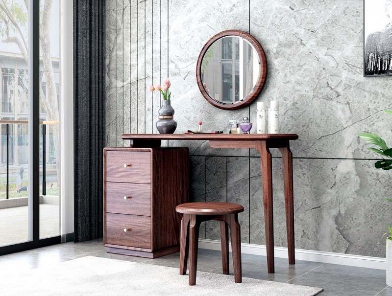 現代輕奢胡桃木妝臺A818