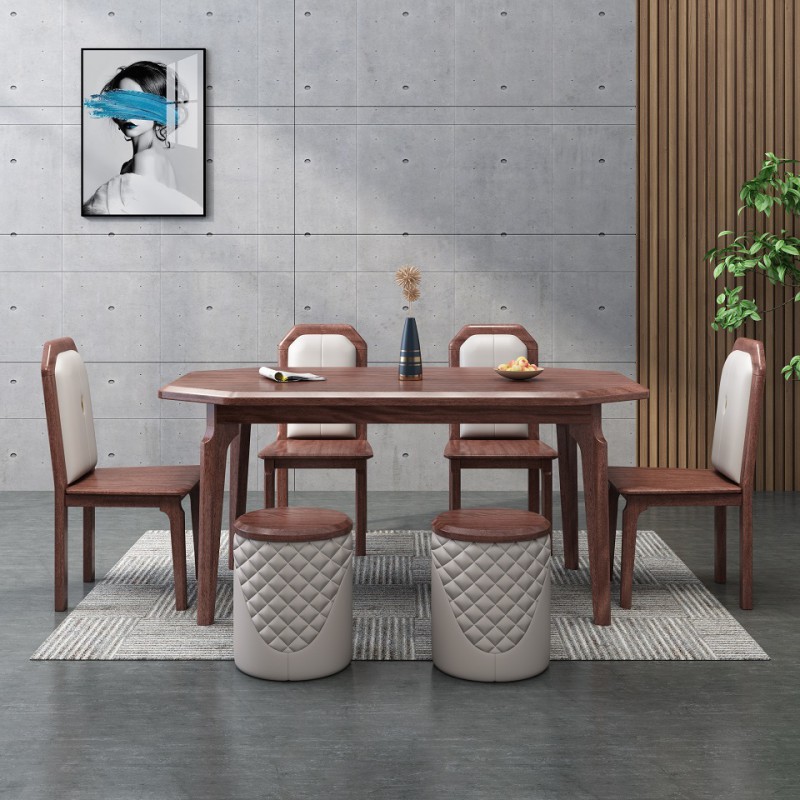 現代輕奢胡桃木方桌A811