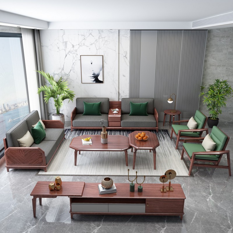 現代輕奢胡桃木1+2+3沙發A806