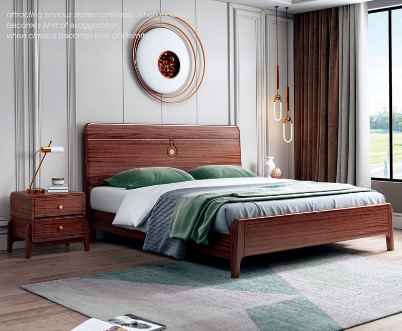 現代輕奢胡桃木床A824