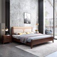 阿姆雷特現代輕奢胡桃木床A826