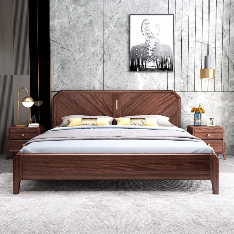 現(xiàn)代輕奢胡桃木床A802