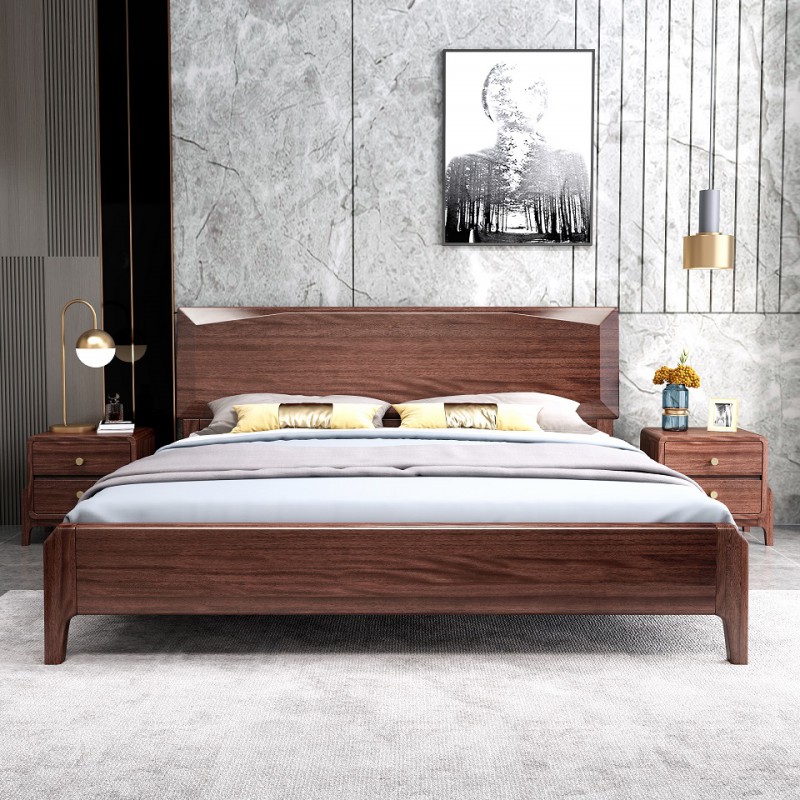 現代輕奢胡桃木床A801