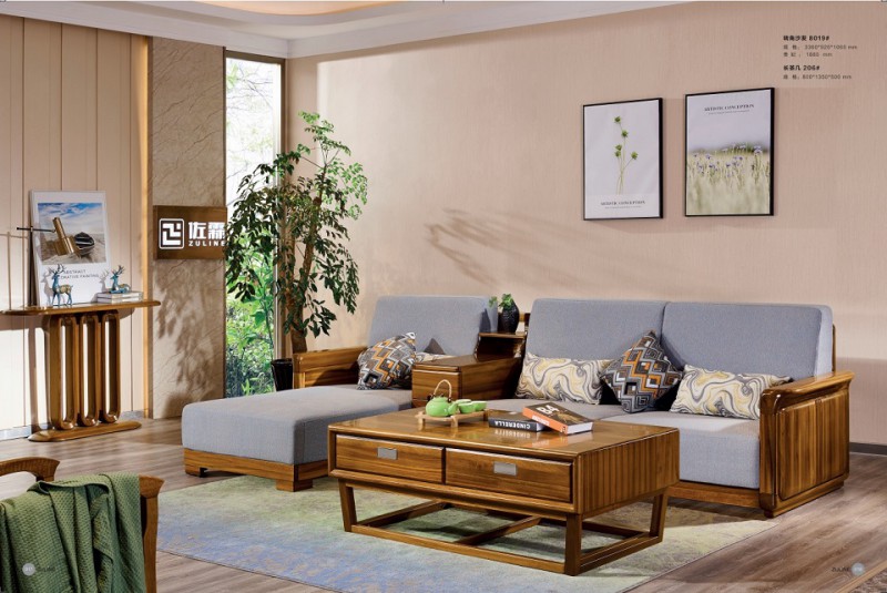 緬甸金絲柚木系列轉角沙發8019#、長茶幾206#