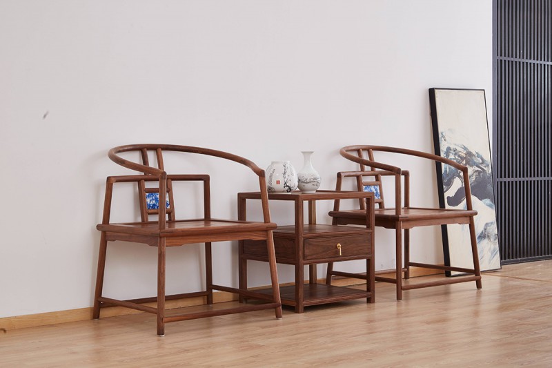 新中式禪意北美黑胡桃木CM16#方柜、CM01#主椅