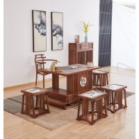 菲百年新中式禪意北美黑胡桃木CM301#茶桌、CM05#主椅、CM09#長條凳、CM10#方凳