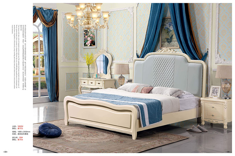 法式風格白色實木床2