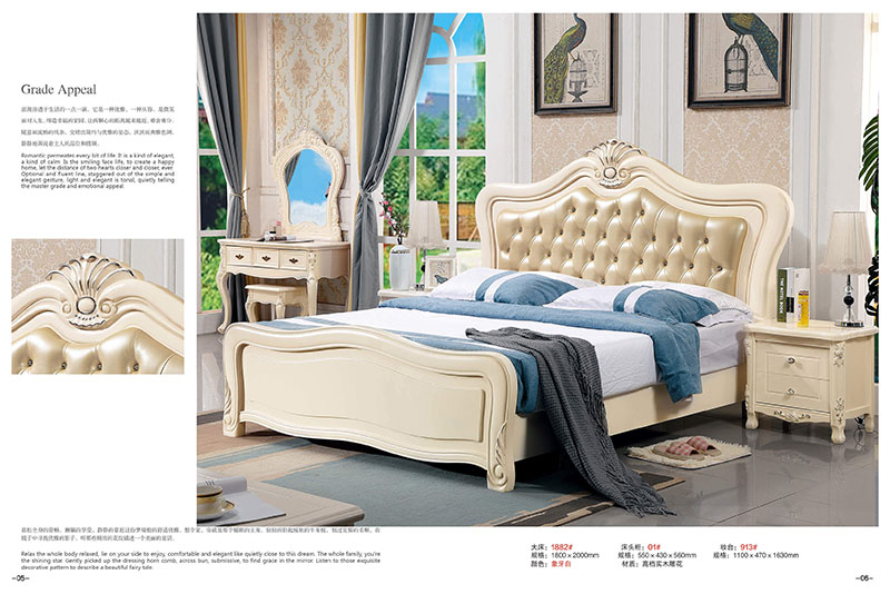 法式風格白色實木床3