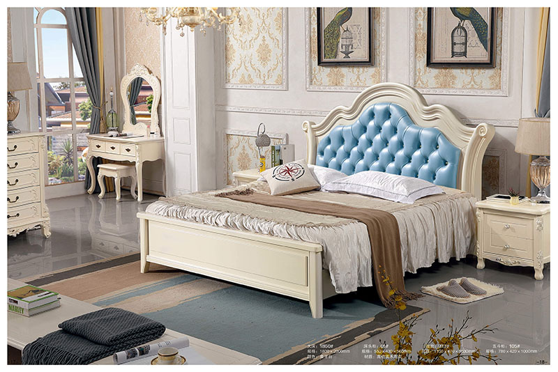 法式風格白色實木床9