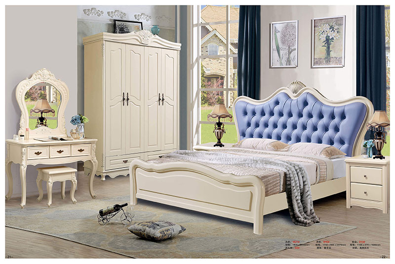 法式風格白色實木床11