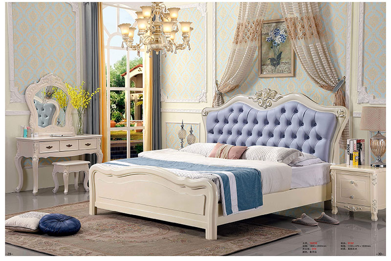 法式風格白色實木床15