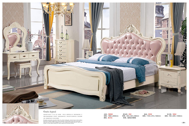 法式風格白色實木床17