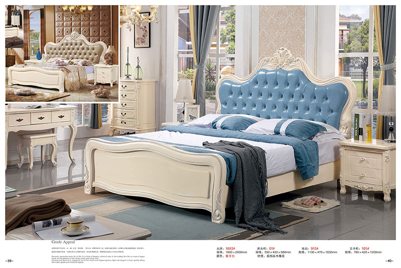 法式風格白色實木床20