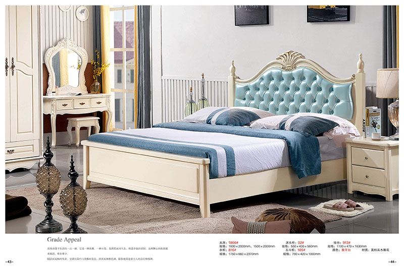 法式風格白色實木床22