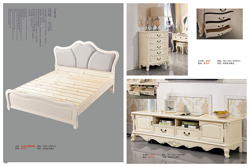 法式風格白色實木床27