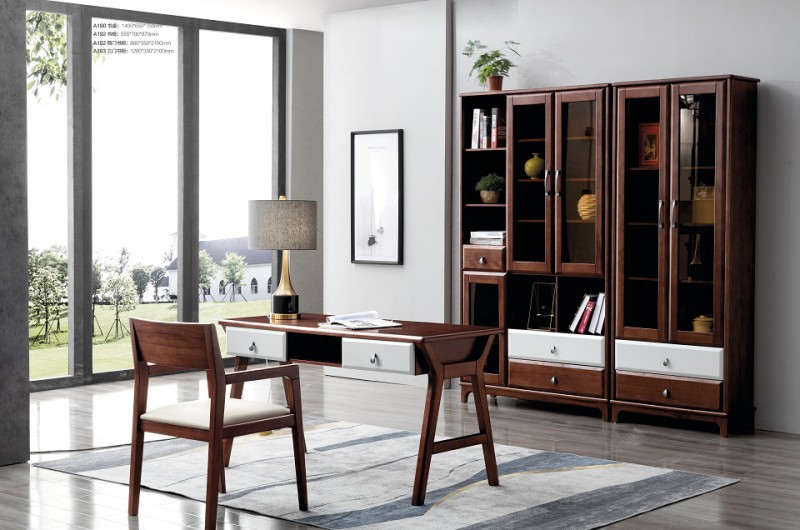 景晨現代德式A190書桌、A192書椅、A192兩門書柜、A193三門書柜