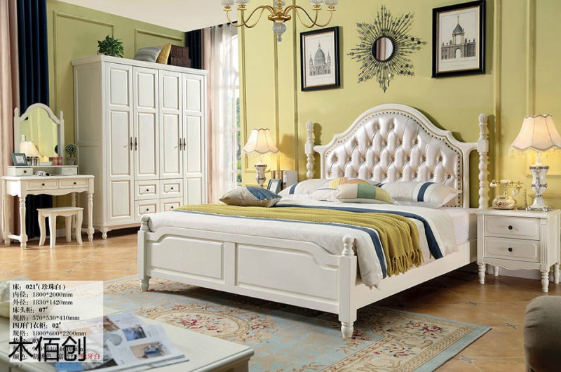 木佰創象牙白美式壓紋家具9