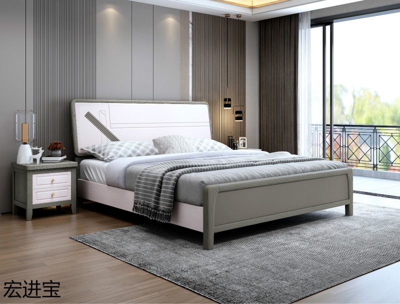 宏進寶現代輕奢橡木實木床