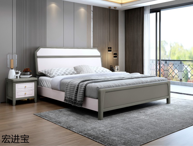 宏進寶現代輕奢橡木實木床