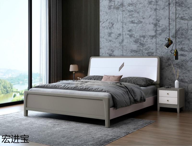 宏進寶現代輕奢橡木實木床
