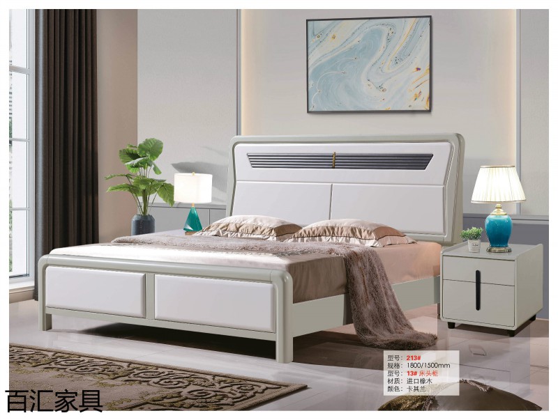 江西南康輕奢/北歐/壓紋/香檳+白實木床15