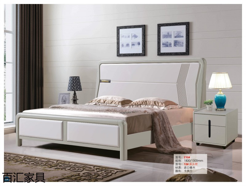 江西南康輕奢/北歐/壓紋/香檳+白實木床16