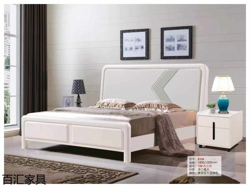 江西南康輕奢/北歐/壓紋/香檳+白實木床20