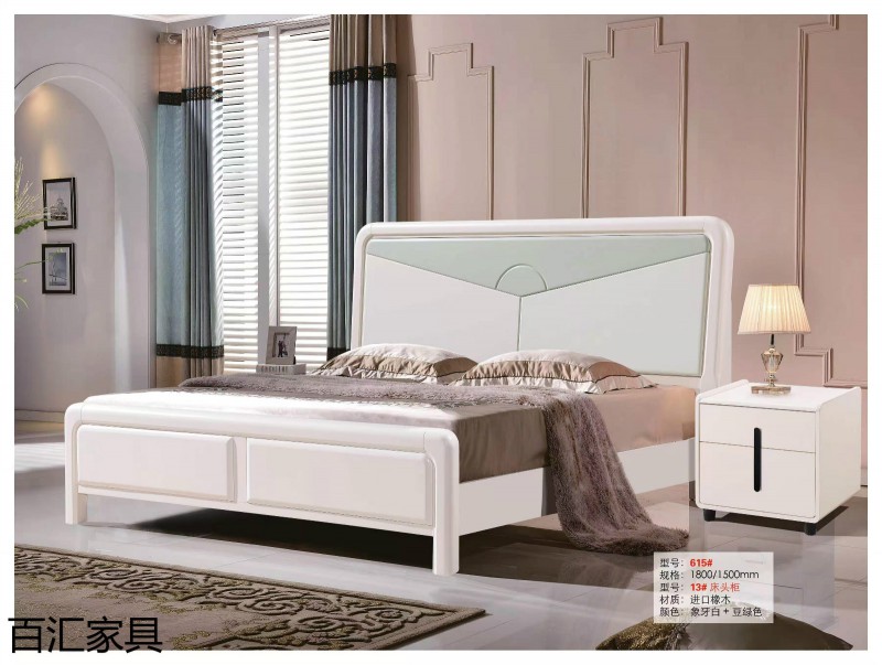 江西南康輕奢/北歐/壓紋/香檳+白實木床21