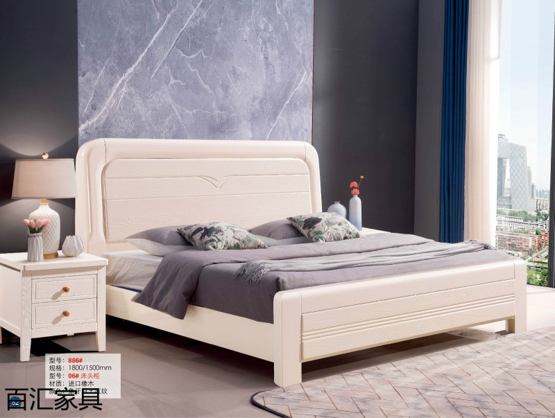 江西南康輕奢/北歐/壓紋/香檳+白實木床72