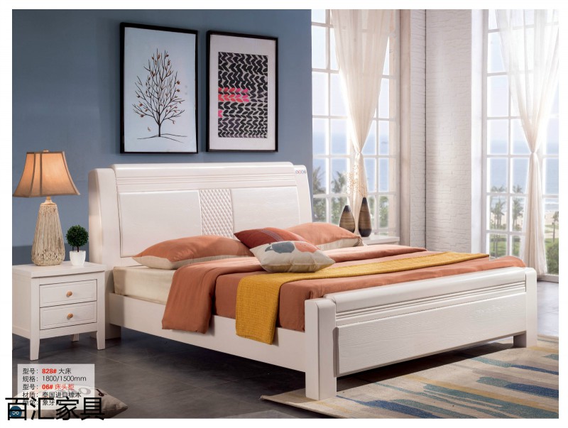 江西南康輕奢/北歐/壓紋/香檳+白實木床76