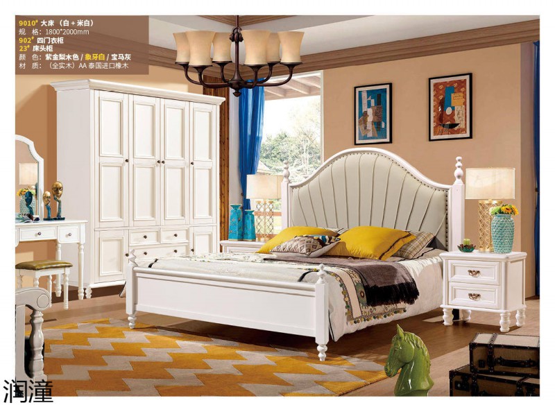 潤潼象牙白美式實木床5