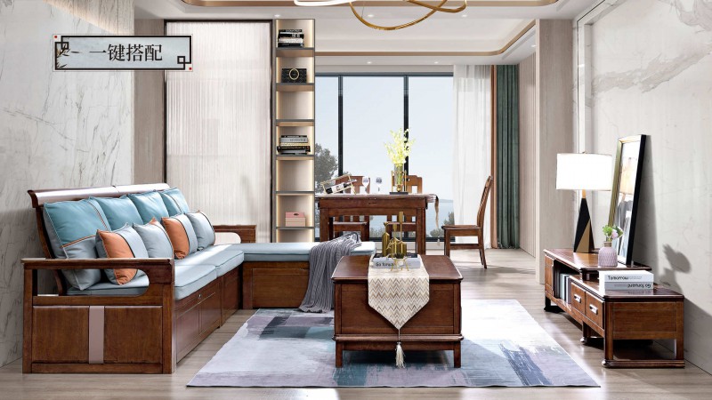 長樂家具北美胡桃色橡膠木8822#沙發介紹10